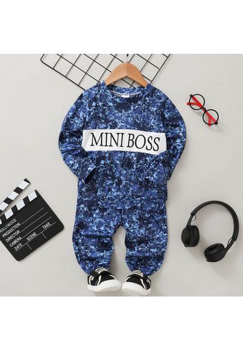 2-piece Toddler Boy Letter Camouflage Print Pullover Sweatshirt and Pants Set