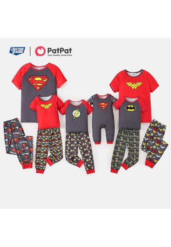 Justice League Family Matching Super Heroes Logo Top and Allover Pants Sets