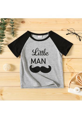 Toddler Boy Letter Mustache Print Raglan Sleeve Tee