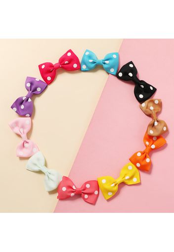 10-pack Ribbed Polka Dots Bow Hair Clips Hair Accessories for Girls