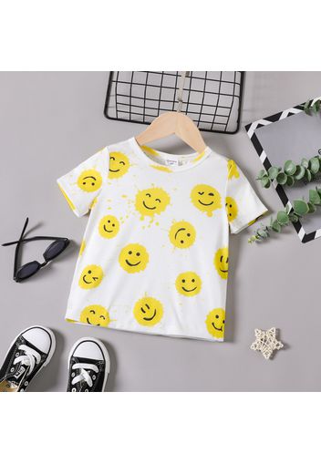 Toddler Boy Face Emoji Print Short-sleeve Tee