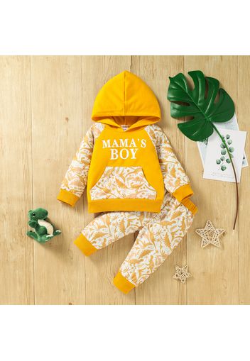 2pcs Baby Camouflage and Letter Print Hooded Long-sleeve Sweatshirt Set