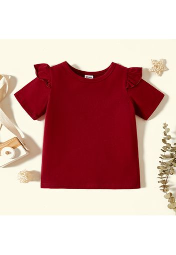 Toddler Graphic Flutter-sleeve Burgundy Short-sleeve Tee