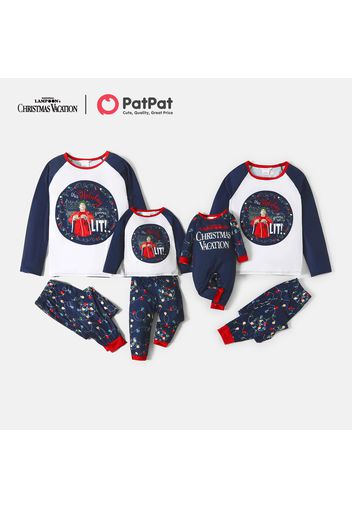 Christmas Vacation  Family Matching Christmas Holiday Colorblock Top and Allover Pants Pajamas Sets