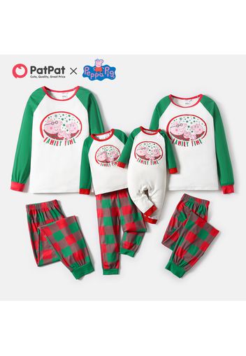 Peppa Pig Family Matching Christmas Family Time Top and Plaid Pants Pajamas Sets