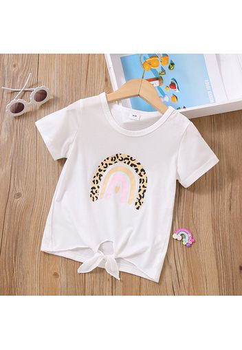 Toddler Girl Rainbow Print Tie Knot Short-sleeve Tee