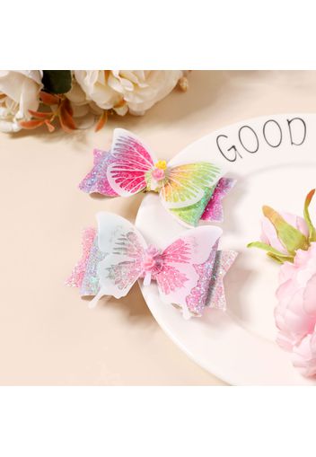 2-pack Colorful Gradient Sequin Butterfly Hair Clip for Girls