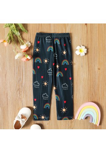 Toddler Girl Rainbow Sun/Animal Print Elasticized Leggings