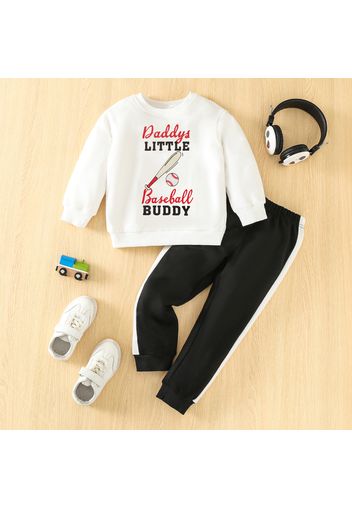 2pcs Toddler Boy Sporty Letter Baseball Print Sweatshirt and Pants Set