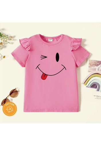 Kids Graphic Flutter-sleeve Deep Pink Short-sleeve Tee