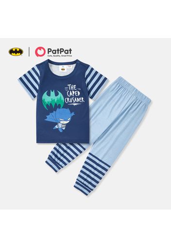 Batman 2-piece Toddler Boy Letter Print Striped Short-sleeve Tee and Elasticized Pants Set