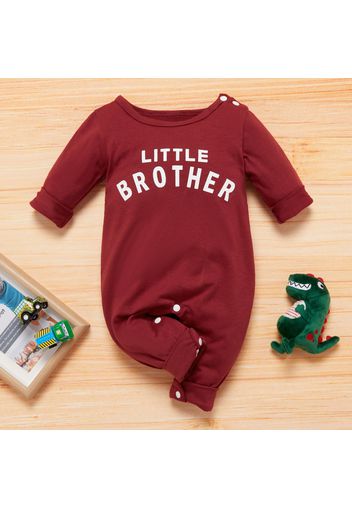 100% Cotton Solid Letter Print Long-sleeve Baby Jumpsuit