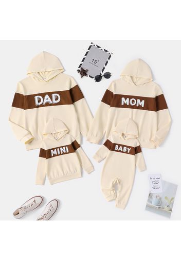 Letter Print Color Block Family Matching Casual Long-sleeve Hoodies