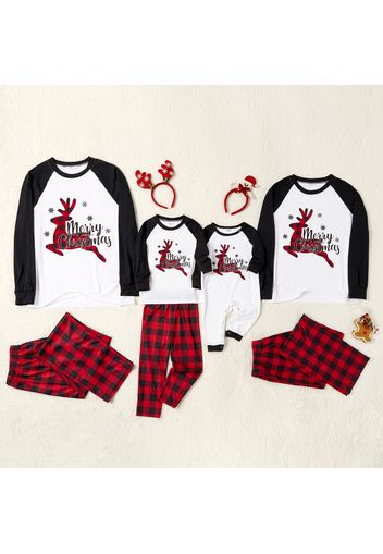 Family Matching Plaid Deer Print Christmas Pajamas Sets (Flame Resistant)