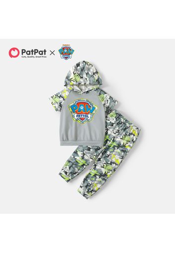 PAW Patrol 2pcs Toddler Boy Camouflage/Dog Print Hooded Short Raglan Sleeve Tee and Elasticized Pants Set