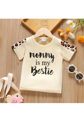 Toddler Girl Letter Leopard Print Casual Short-sleeve Tee