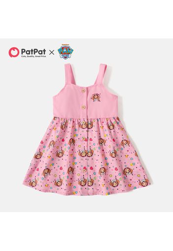 PAW Patrol Toddler Girl Button Design Heart Print Pink Cami Dress