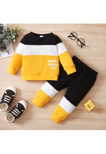 2pcs Color Block Long-sleeve Baby Set