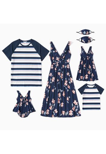 Mosaic Floral Print and Stripe Family Matching Sets