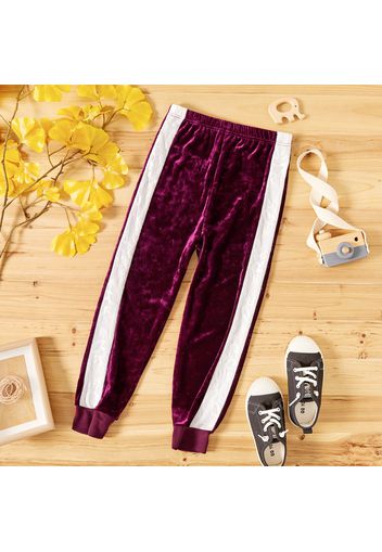 Kid Girl Casual Side Lace Design Velvet Pants