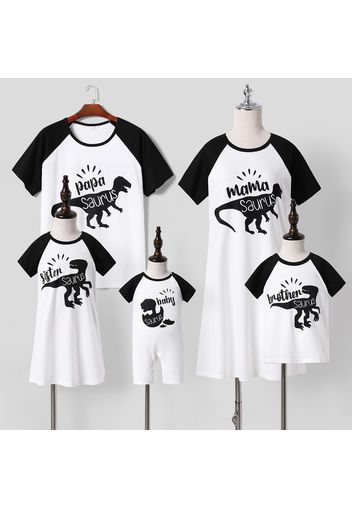 Dinosaur and Letter Print Raglan Short-sleeve Family Matching Sets