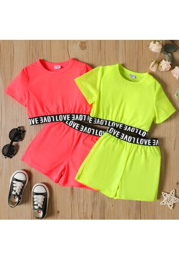 2pcs Toddler Boy/Girl Letter Print Short-sleeve Tee and Shorts Set