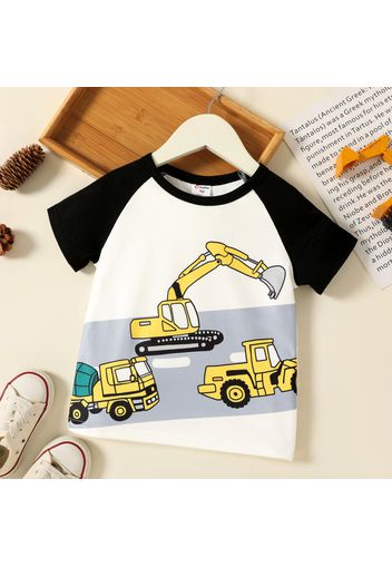 Toddler Boy Vehicle Print Colorblock Short-sleeve Tee