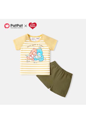 Care Bears 2pcs Baby Boy/Girl Cartoon Bear Print Short-sleeve T-shirt and Shorts Set