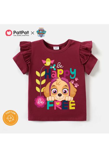 PAW Patrol Toddler Girl Cotton Letter Print Ruffled Short-sleeve Tee