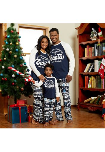 Family Matching Christmas Santa Letter Top and Reindeer Pants Pajamas Sets (Flame Resistant)