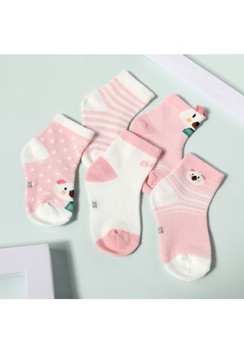 5-pack Baby / Toddler Stripe Dots Cartoon Animal Pattern Socks