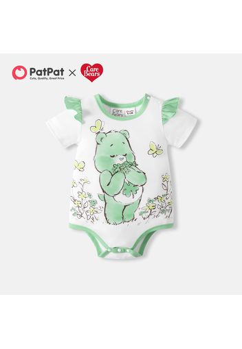 Care Bears Baby Boy/Girl Cartoon Bear Print Ruffle Short-sleeve Romper