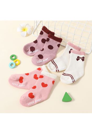 3-pack Baby / Toddler Multi-style Print Thick Terry Non-slip Socks