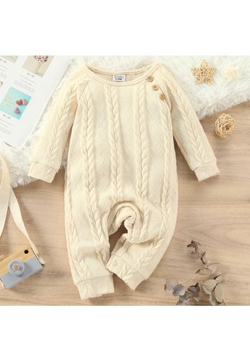 Baby Boy Solid Cable Knit Long-sleeve Jumpsuit