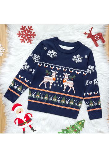 Kid Boy/Kid Girl Christmas Deer Tree Snowflake Pattern Knit Sweater