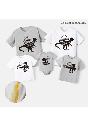 Go-Neat Water Repellent and Stain Resistant Family Matching Dinosaur & Letter Print Short-sleeve Tee