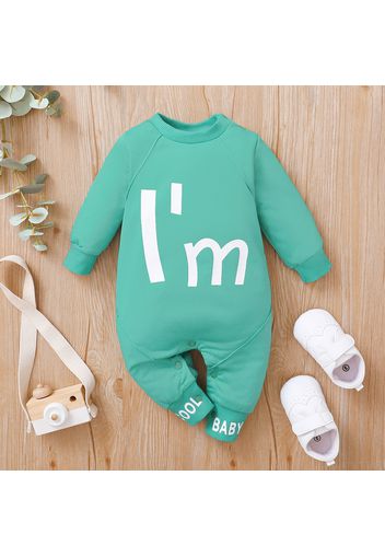 Baby Boy/Girl Letter Print Long-sleeve Snap-up Jumpsuit