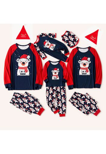 Christmas Polar Bear Print Family Matching Raglan Long-sleeve Pajamas Sets (Flame Resistant)