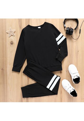 2pcs Kid Boy Striped Long-sleeve Tee and Elasticized Pants Casual Set