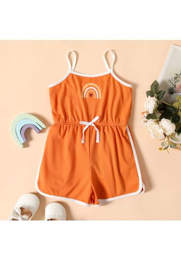 Toddler Girl Rainbow Print Bowknot Design Cami  Romper Jumpsuit Shorts