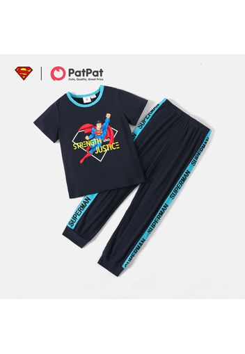 Justice League 2-piece Kid Boy Superman Tee and Letter Print Elasticized Pants Set