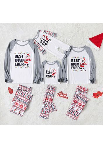 Christmas Santa and Letter Print Grey Family Matching Long-sleeve Pajamas Sets (Flame Resistant)