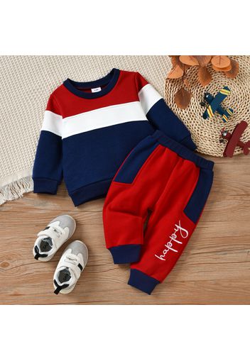 2pcs Baby Colorblock Long-sleeve Sweatshirt and Sweatpants Set