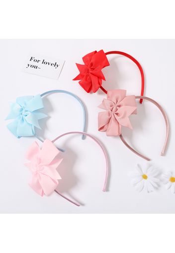 4-pack Solid Ribbed Swallowtail Bow Headband Hair Hoop for Girls