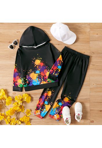 2-piece Kid Boy Painting Print Hoodie Sweatshirt and Pants Casual Set