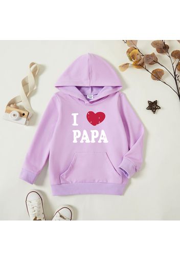 Toddler Graphics Heart-shaped and Letter Print Long-sleeve Hooded Pullover