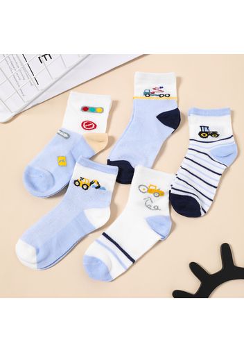 5-pairs Baby / Toddler / Kid Transportation Pattern Mesh Breathable Socks