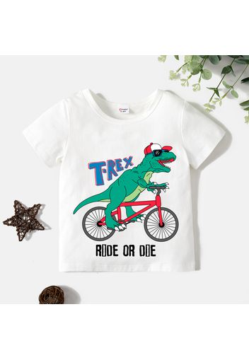 Toddler Boy Graphic Dinosaur and Bicycle and Letter Print Short-sleeve Tee