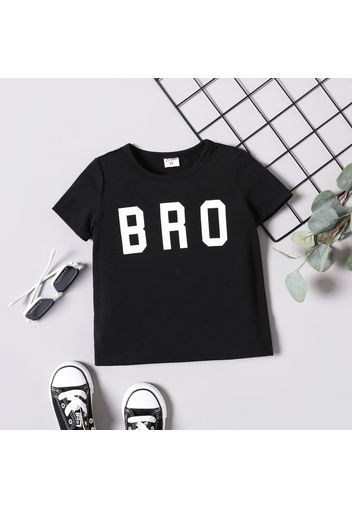 Toddler Boy Casual Letter Print Short-sleeve Black Tee