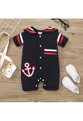 Baby Boy/Girl Sailor Outfits Striped Short-sleeve Snap Romper